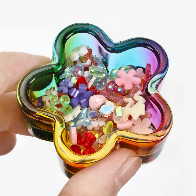 Acrylic Powder Liquid Crystal Glass Cup Aurora Colorful Cup Nail Brush Washing Mug Nail Art Tools Liquid Powders for Mixing Bowl