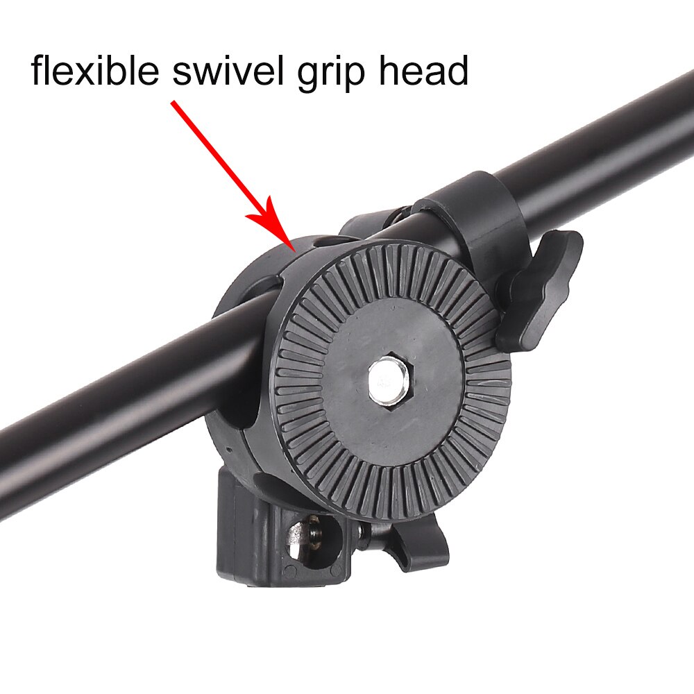 Extendable Photo Studio Photography Reflector Diffuser Holder Stand Boom Arm Support withClip Flexible Swivel Grip Head Clamp