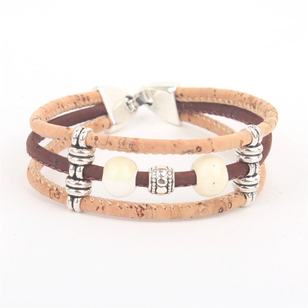 Perles en céramique de liège naturel femmes bracelet fait main original femmes bijoux en bois BRW-026