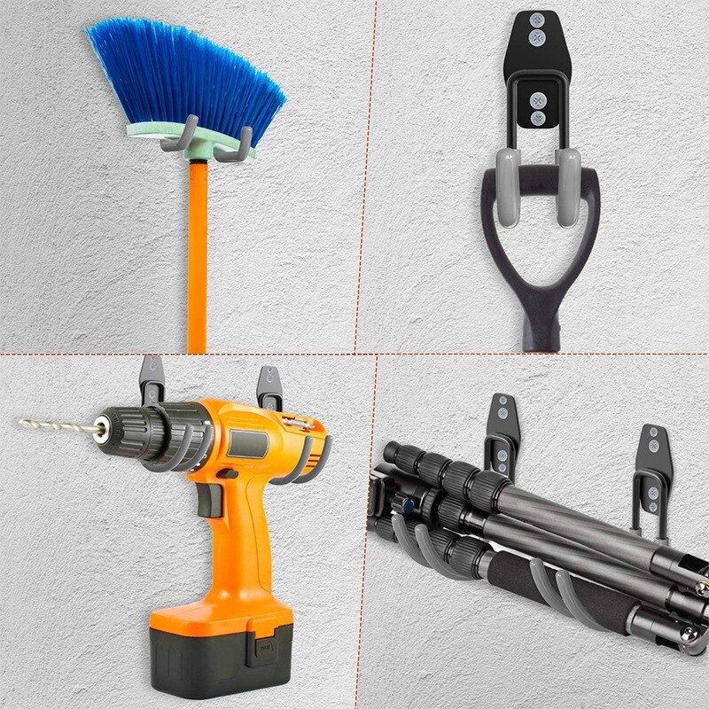 Garasjekroker , 8- pk garasje oppbevaring kroker kleshengere brakett verktøyholder, dobbel vegg kroker garasje organisasjon
