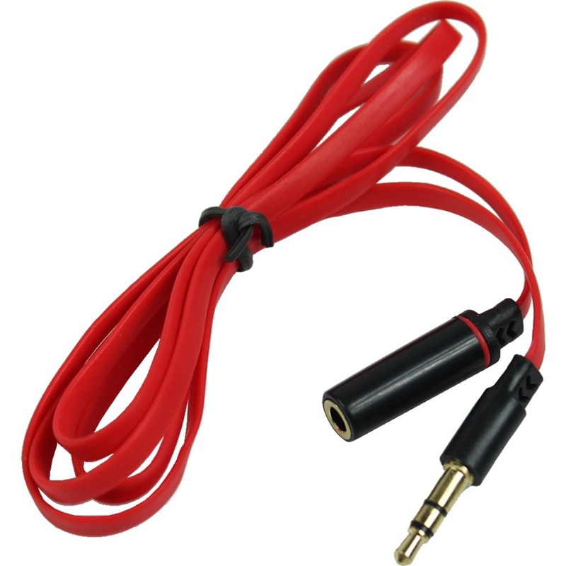 2 stuks 90cm 3.5mm Man-vrouw M/V Plug Jack Hoofdtelefoon Connector Audio Verlengkabel (rood)