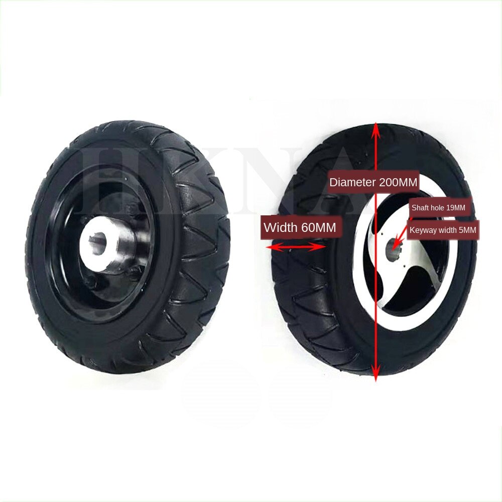 8 Inch 200x60 Electric Scooter Wheel Solid Non Pneumatic Tire with Keyway and Bearing Aluminum Hub for 4-wheel Electric Vehicle: keyway wheel