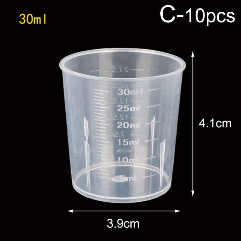 20ml/30ml/50ml/300ml/500ml/1000ml Clear Plastic Graduated Measuring Cup for Baking Beaker Liquid Measure Jug Cup Container: C-10pcs