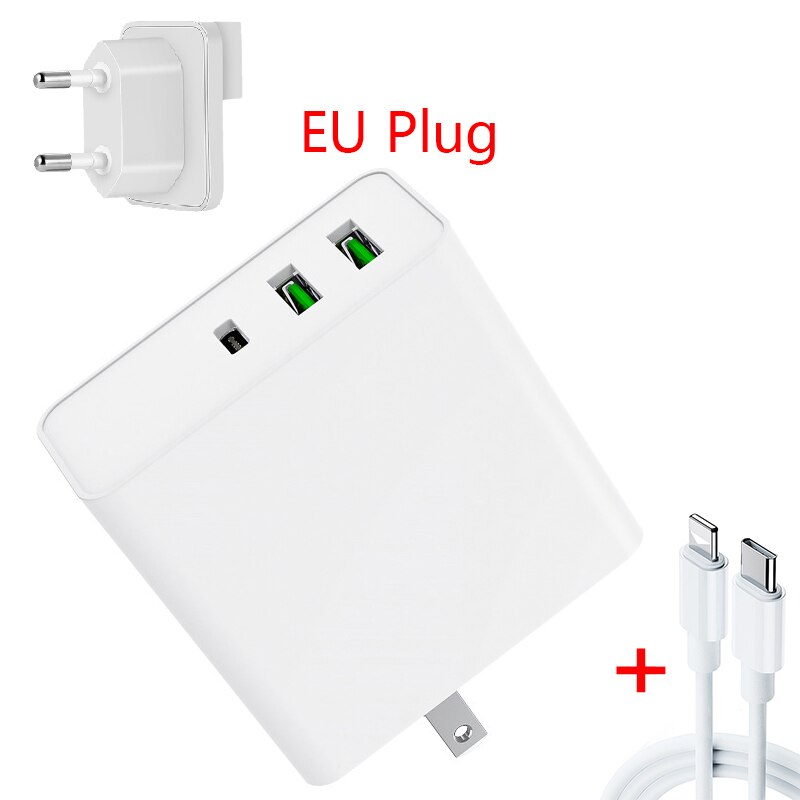 USB Quick Charge 65W USB Charger Fast Wall Charger for Samsung For Huawei For iPhone usb c cable pd charge quick charge: White  EU  C2L