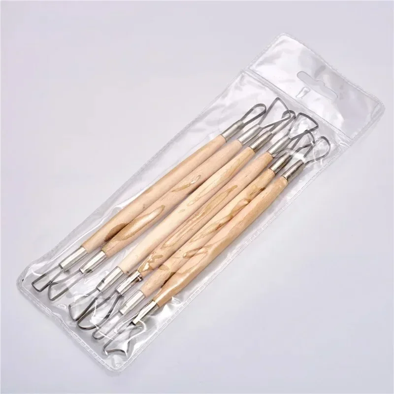 Pottery Tools For Sculpting Wax Carving Ceramic Polymer Clay Cutter Modeling Making Ceramic Set Shape Smoothing Wood Knife Klin: Silver