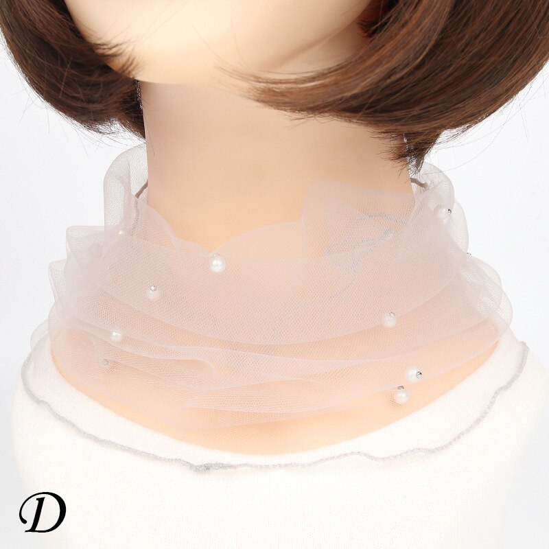 Bufanda de cuello de gasa para mujer, protector solar fino para la cabeza, variedad de pañuelos pequeños de seda Anti-UV, mascarilla multifunción, primavera y verano: D
