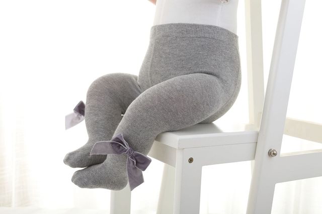 Autumn Winter Kids Baby Girls Tights Velvet Bow Cotton Stretch Warm Cute Princess Toddler Infant Baby Girl Pantyhose: Gray / S