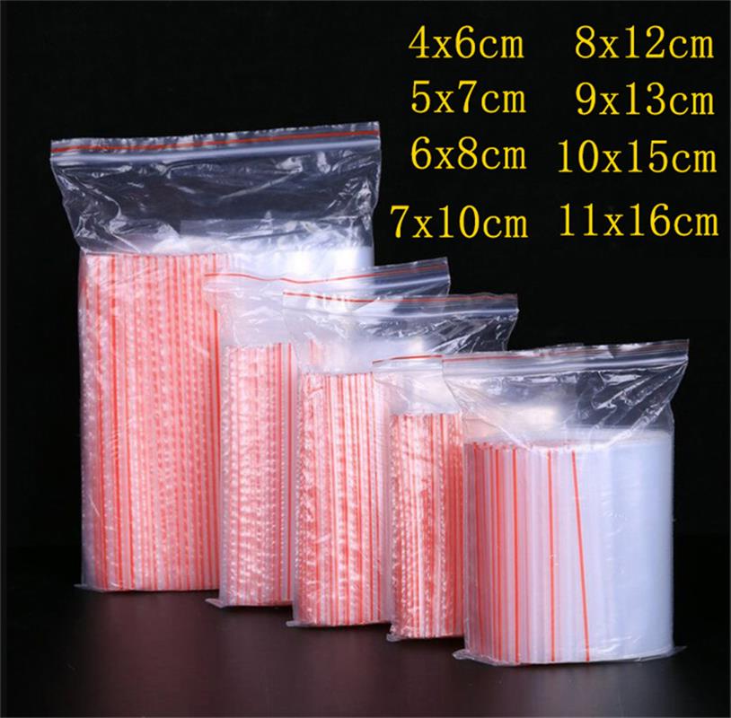 Thicken Zipper Sealed Bags Clear Plastic Storage Bag for Small Jewelry Food Packing Reclosable Zippers Sealing Pouch