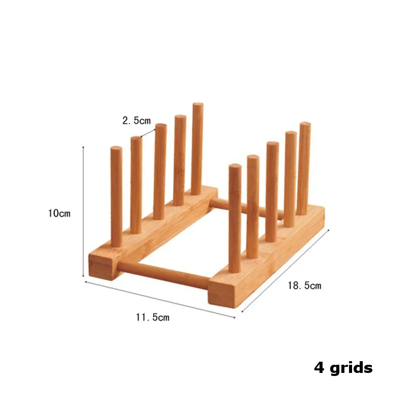 Kitchen Dish Drain Rack Wooden Display Stand Drainer Holder Drying Bowl Holder Simple Pot Lid Shelf Dinnerware Storage Organizer: light green