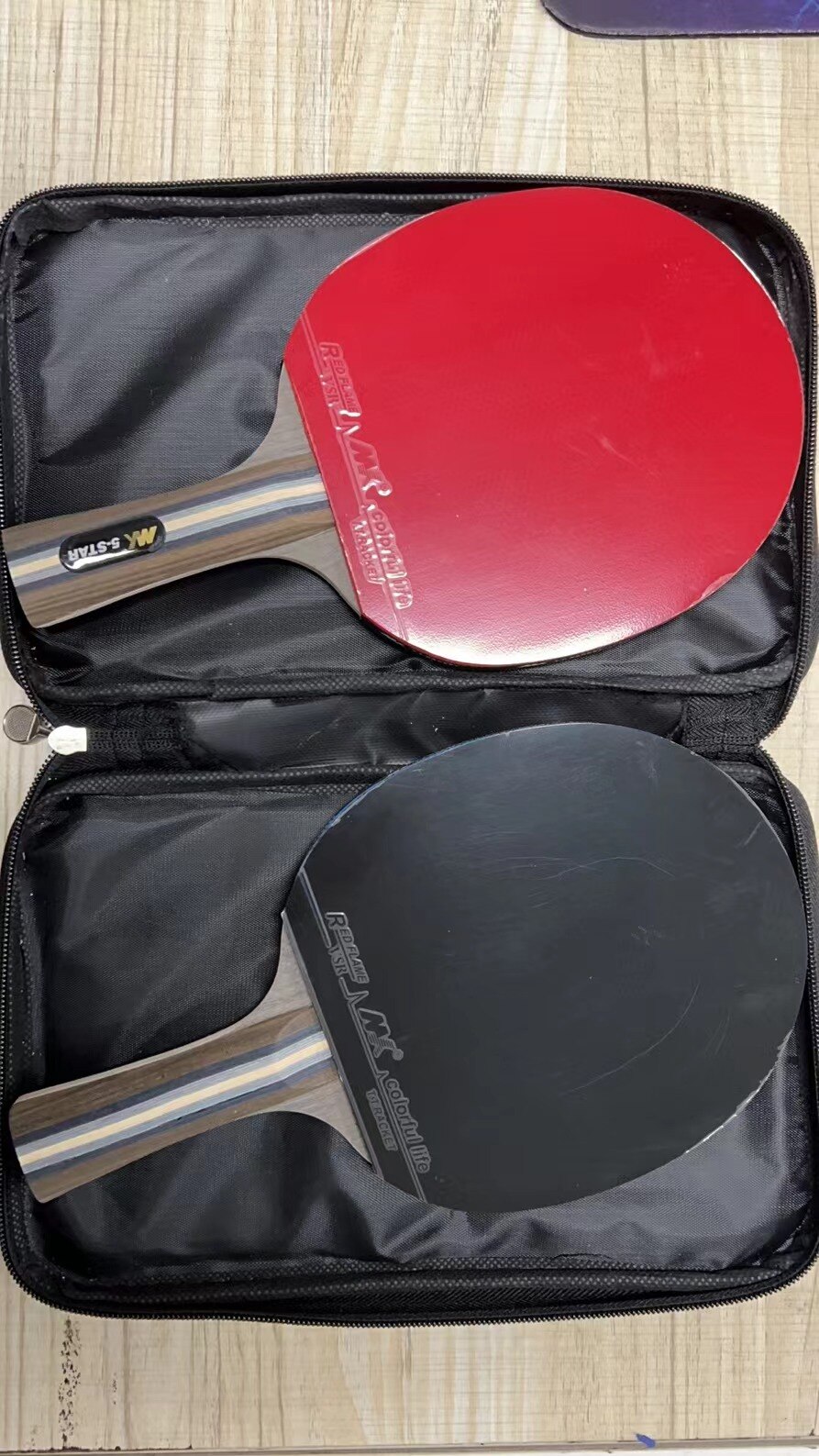 Table Tennis 7 Ply Pure Wood Carbon Table Tennis Racket Double Face Pimples-in Sticky Rubber 6 Star Ping Pong Paddle Bat: two long handle set