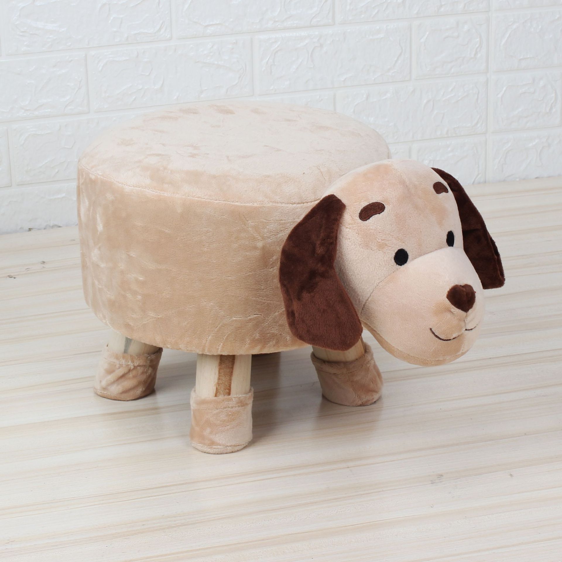 Cartoon Animal Stool Solid Wood Children's Coffee Table Home Small Sofa Removable and Washable Panda Lamb Elephant Cow: Corgi
