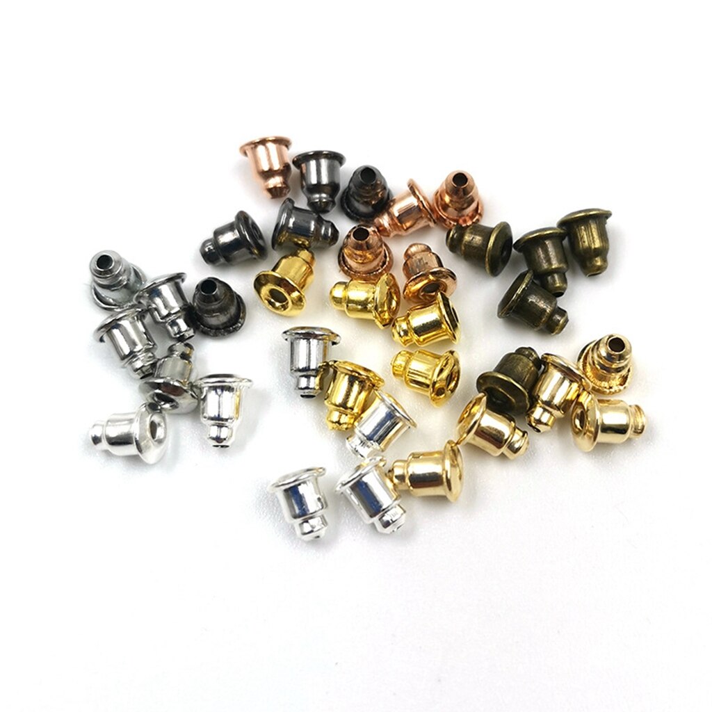 200 Pcs/Lot Bullet Earring Backs PlugDIY Blocked Caps Earring Accessories Stopper Scrolls Jewelry Findings