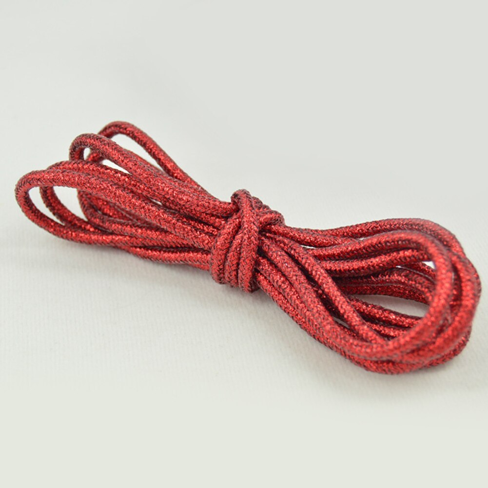 Lacets ronds colorés or et argent brillants 15 couleurs 113 cm chaussures de Sport baskets lacets lacets chaussures cordes: Rouge