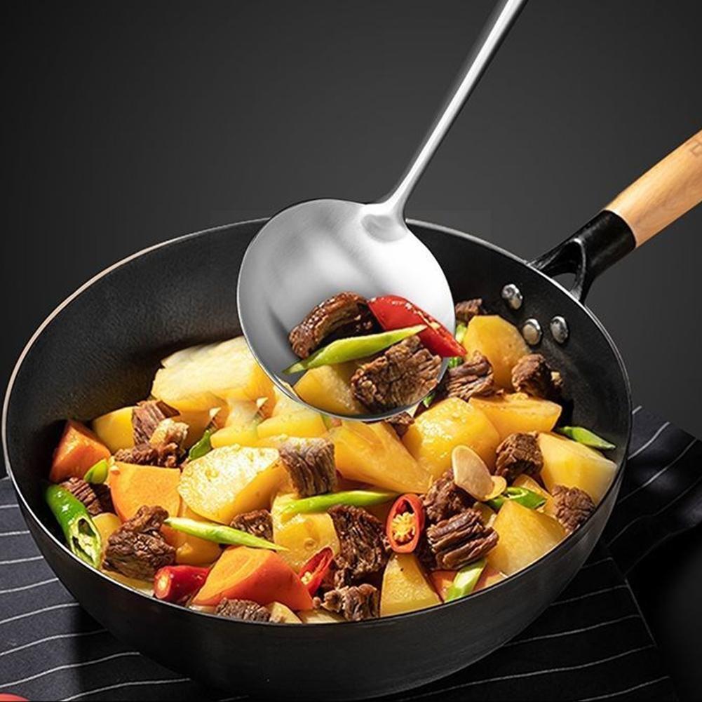 Espátula de cocina, cuchara, cucharón de hierro, herramienta para Wok de acero, Wok, accesorios, utensilios de cocina P0i7