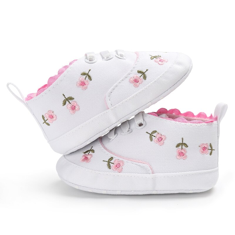 0-18m toddler baby sko nyfødte drenge piger blød bomuld prinsesse krybbe sko prewalker hvid pink blomster afslappet sko