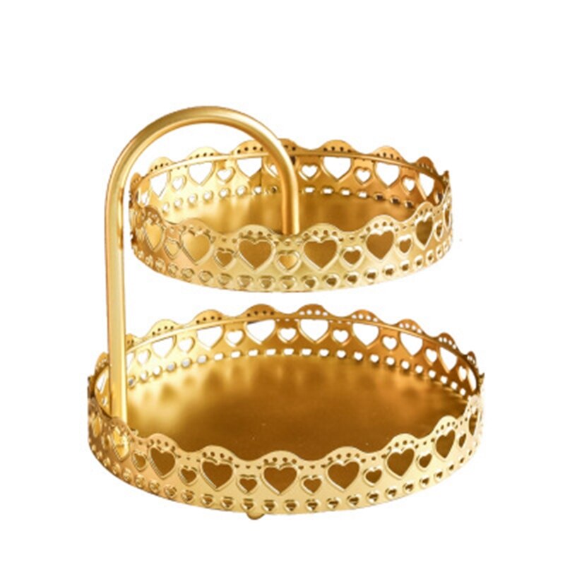 Plateau de rangement nordique , Double couche, assiette de fruits, plateau de stockage de cosmétiques, bijoux, boucles d'oreilles, présentoir organisateur,: a