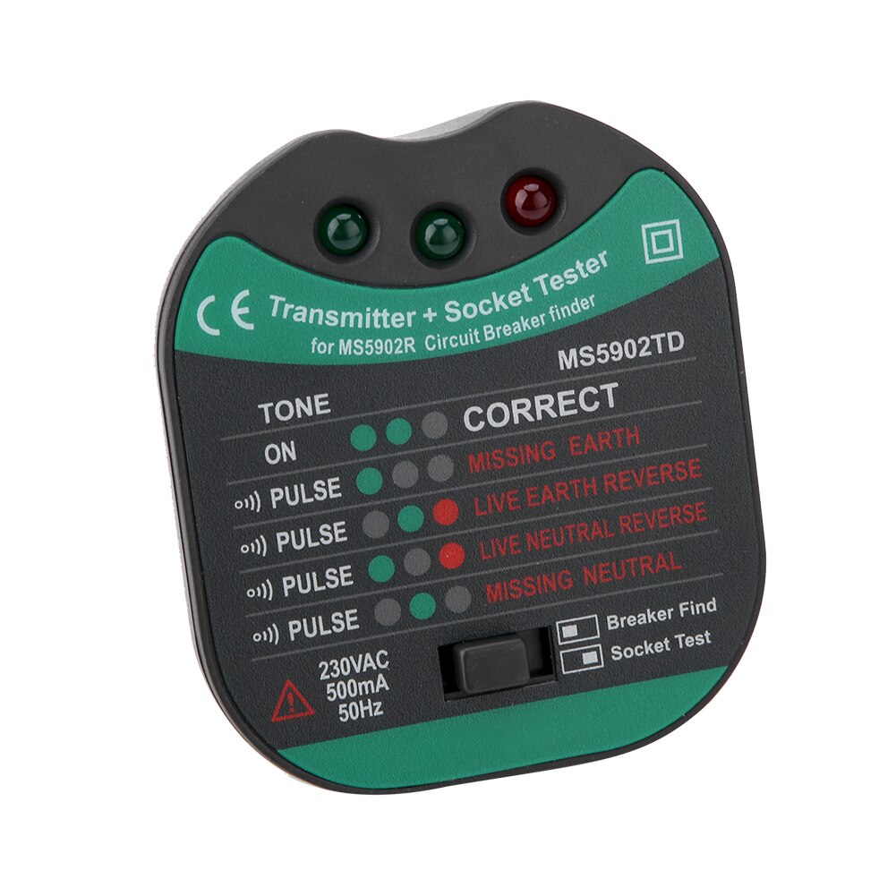 MASTECH-disyuntor automático MS5902, buscador de fusibles, enchufe de EE. UU./UE, probador de enchufe de 220V, enchufe de la UE