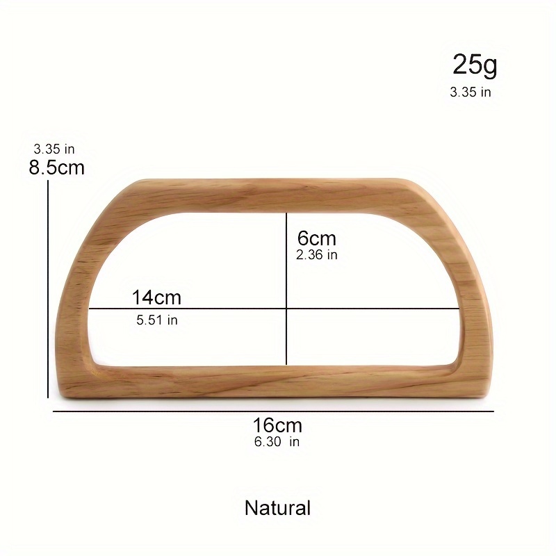 2PCS Natural Color Hexagonal Trapezoid Beach Straw Bag Woven Bag Handle Wooden Handbag Handle Replacement DIY Bag Accessories: Light Gold