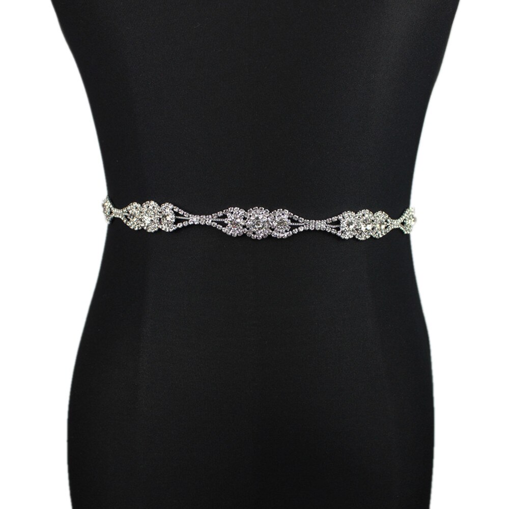 Hojas de plata vestido de boda cinturón Rhinestone cinturón de boda fajas femeninas cinturón de novia Sash accesorios de vestido de novia: Bridal Belt 1