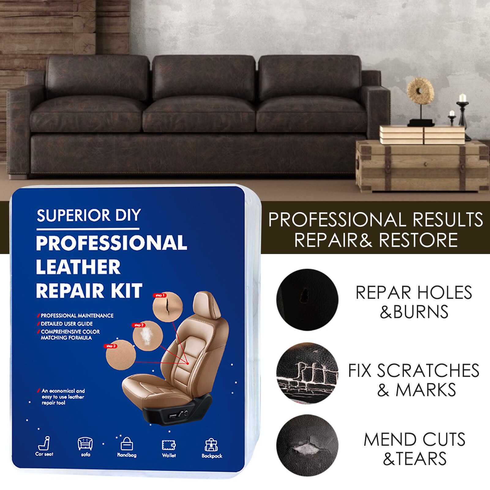 Auto Lederen Repareren Gereedschap Diy Zetel Gat Rips Brandwonden Huishoudelijke Gadget Multifunctionele Vinyl Reparatie Kit Vloeibare Reiniger Banken