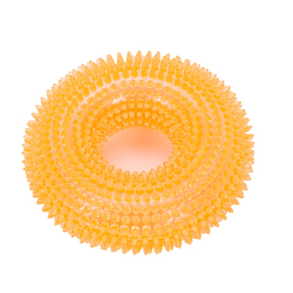 Squeak Chew Pet Toys for Large Dogs Golden Retriever Training Funny Circular Ring of Hawthorn Interactive Toys Dog Toothbrush: 12.5cm orange