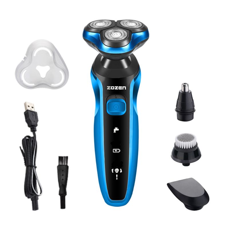 Mænd elektrisk barbermaskine usb genopladelig barbermaskine barbermaskine skægtrimmer vaskbar våd tør vandtæt elektrisk barbermaskine: Blå-b