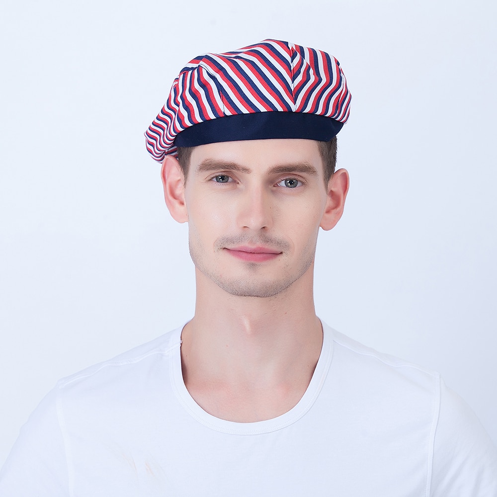 Chapeau de chef à rayures 5 pour adultes, pour restaurant, hôtel, boulangerie, cantine, chef, cuisine, vêtements de travail