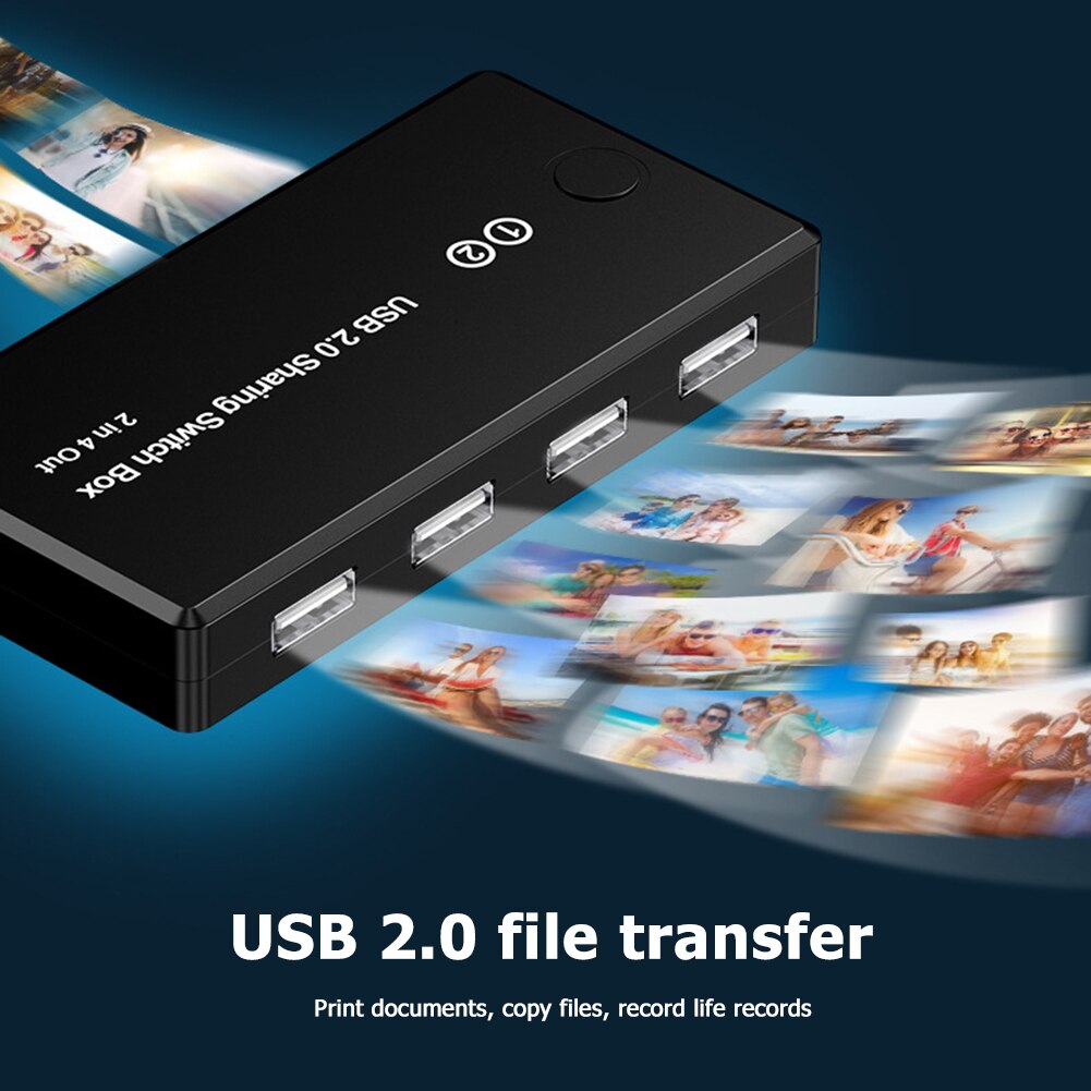 USB KVM Switch 2 in 4 out USB 2.0 Peripheral Sharing Switch VGA Switcher Splitter Box 2 PCs Sharing 4 Devices USB Switch