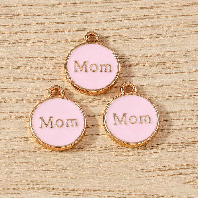 10 Uds. De colgantes con letras esmaltadas de colores para mamá, 11x14mm, para hacer joyas, pendientes, collares, pulseras, suministros para manualidades DIY: Violeta