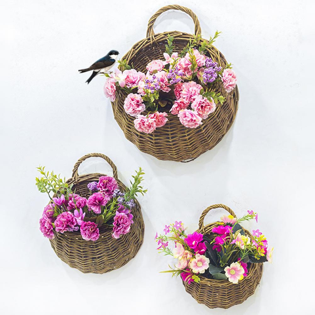 Plant Hanging Basket Pastoral Round Ornamental Multi-purpose Wicker Hanging Baskets Flower Baskets Gardening Supplies