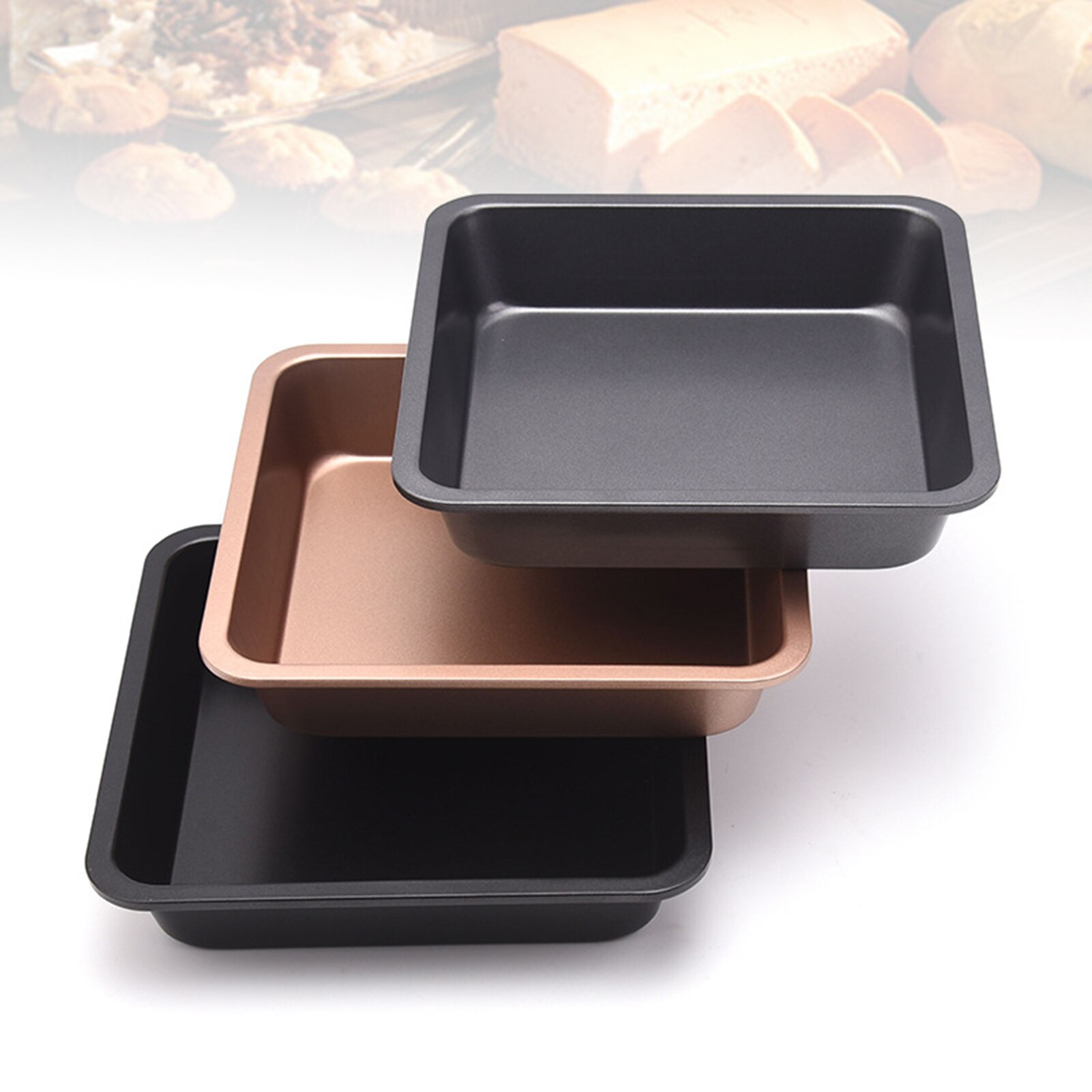 8 inch Carbon Steel Non-stick Square Cake Pan Baking Tray Kitchen Bakeware Tool