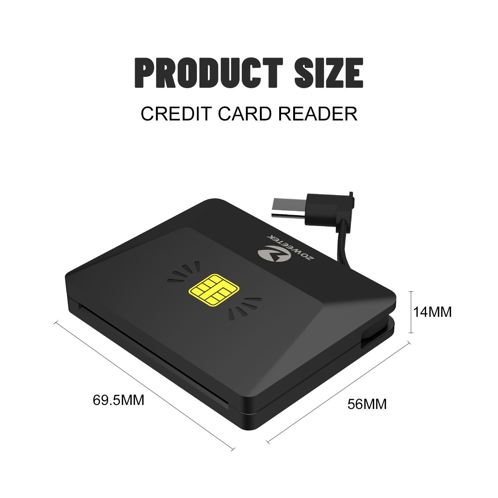 Zoweetek Type-C ID Smart Card Reader Electronic DNI Reader for EMV IC DNIE Chip DNI Smart Card ZW-12026-X
