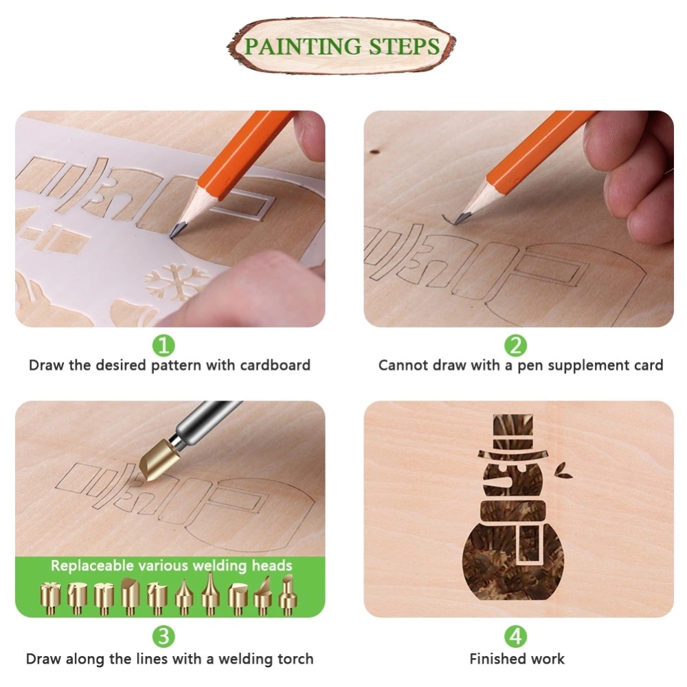Wood Burning Art Kit Carving Pyrography Pen Kit 60W Adjustable Temperature Soldering Iron Welding Wood Embossing Burning set