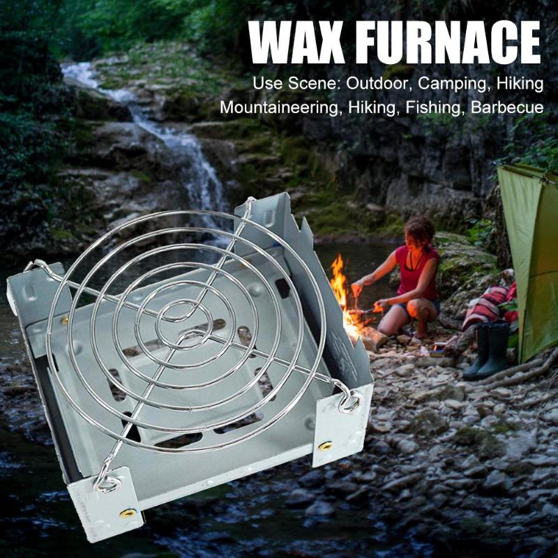 Portable Camping Wood Stove Outdoor Camping Foldable Wax Furnace with Stainless Steel Disc Wire Bracket