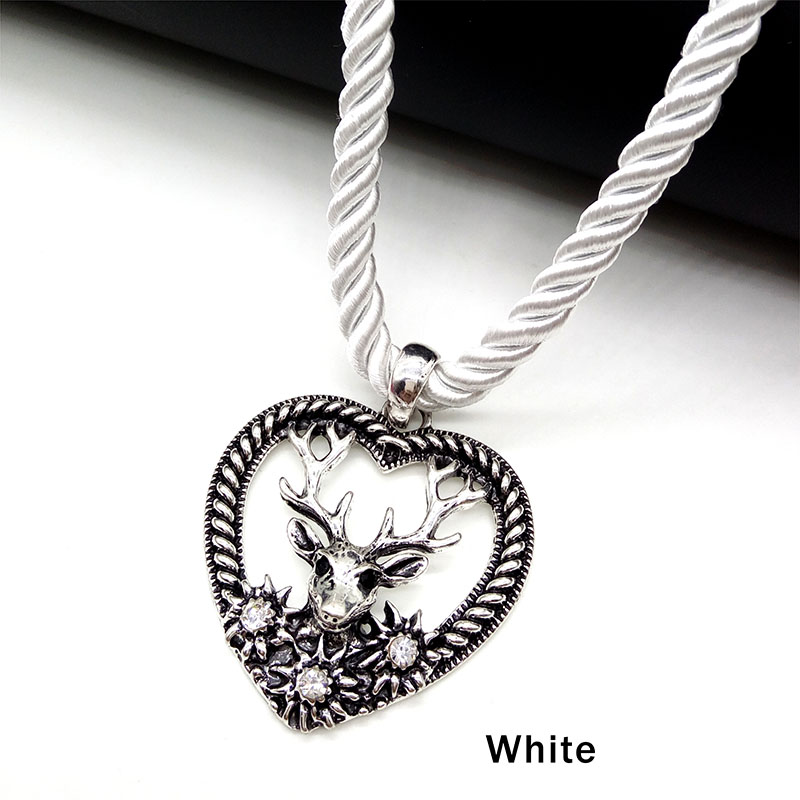 charmant Elch Hirsch Anhänger Halskette Herz bilden Jahrgang Mehrfarbig stränge Seil Halskette Oktoberfest Schmuck: Weiß