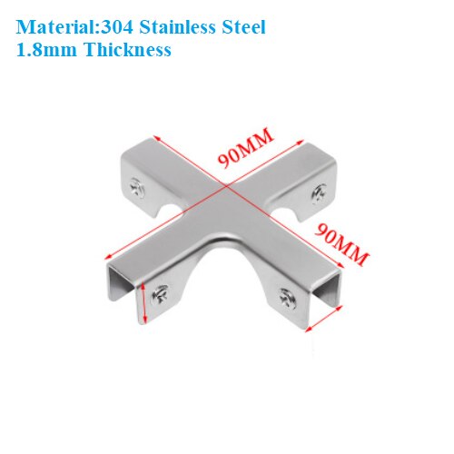 8Pcs 304 Stainless Steel T Tee L Corner Cross Acrylic Glass Clamp Shelf Clip Displaying Showcase Fish Tank Joint Drill Free: Cross / 8 to 10MM Glass