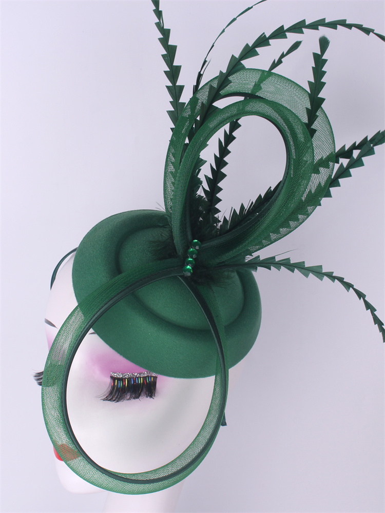 Kentucky Party Pillbox Cap Bruiloft Vrouwen Kerk Tovenaar Veren Hoed Elegante Dames Bruiloft Hoofddeksel Evenement Nigh Thee Chapeau: Zwart Groen
