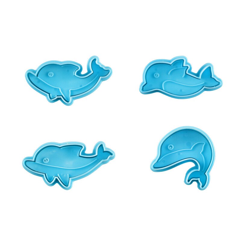 Moules à gâteaux d&#39;anniversaire en forme de dauphin, jolis emporte-pièces pour cookies, Biscuits au chocolat, accessoires de cuisson, DIY, 4 pièces