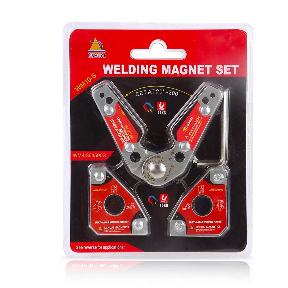 3 Pcs Adjustable Magnetic Welding Holders Positioner Magnet For Corner Welding 20-200 Degree Locator Tools WM10-S+WM4-S