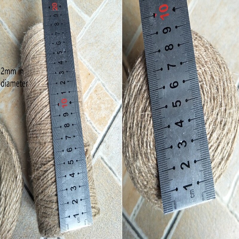 Cuerda trenzada para decoración de pared, hilo de yute de 1/2/3/4/5/6/8mm de diámetro, etiqueta de cáñamo para fotos, accesorios de bricolaje