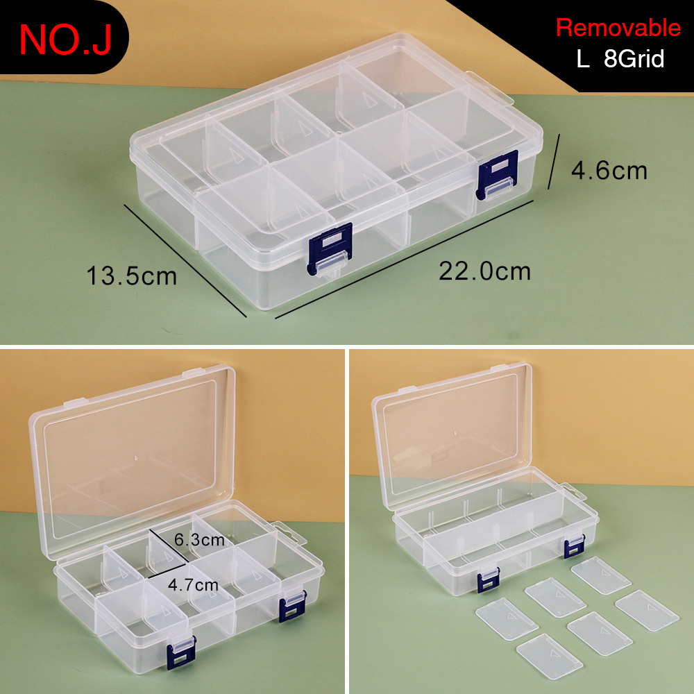Plastic Storage Box Adjustable 1-36 Grids Compartment Jewelry Earring Bead Screw Holder Case Display Organizer Container: J