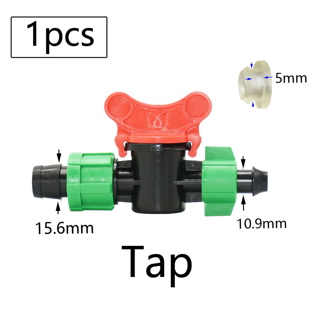 16mm Micro Irrigation Drip Tape Connectors Tee Repair Elbow End Plug Tap Fittings Locked Hose Joints Greenhouse Coupler: MULTI