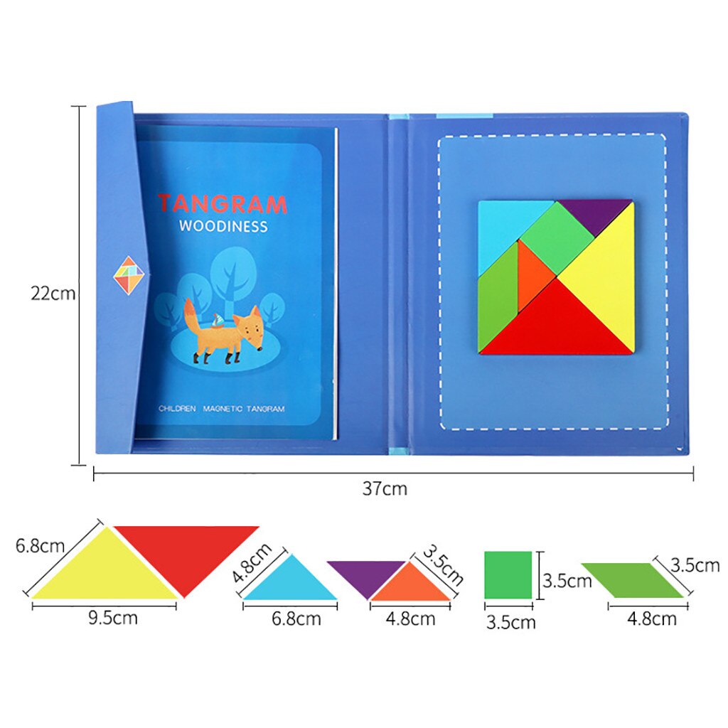 Kinderen Houten Magnetische Tangram Puzzel Reizen Game Educatief Boek Kinderen Speelgoed Kinderen Creatief Plezier Speelgoed Jongen Meisjes