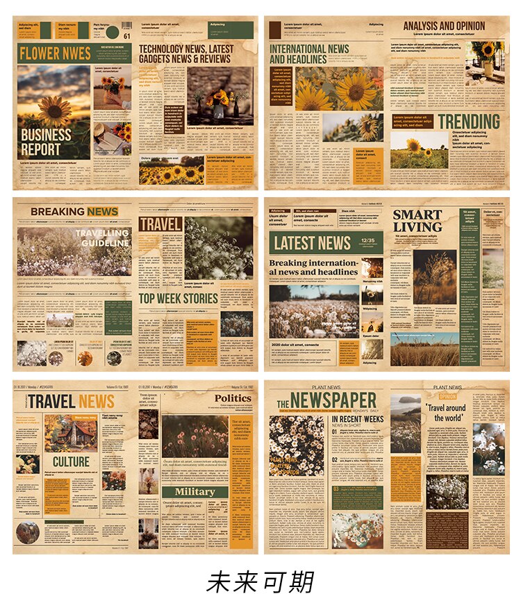 12Pcs Vintage Newspaper Lady Photo Craft Paper Stickers Retro Poster DIY Scrapbooking Material Stickers: Set 6