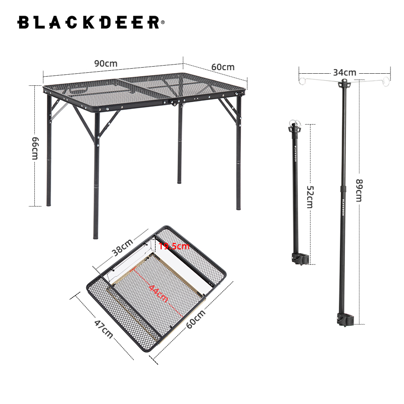 Blackdeer Outdoor Folding Combination Table Detachable Camping Table Portable Barbecue Cooking Kitchen Iron Table