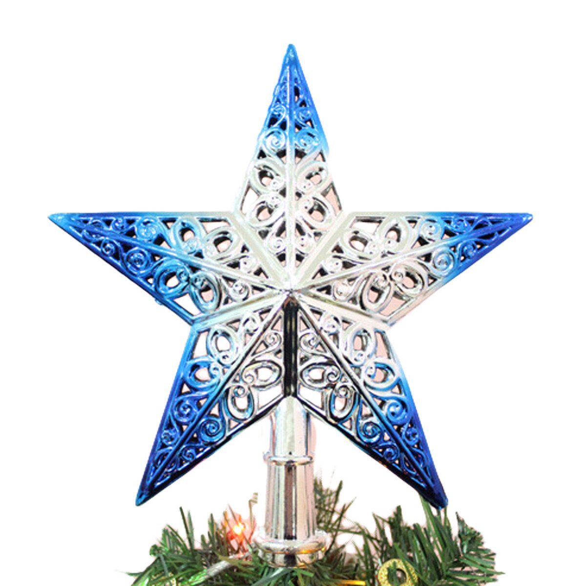 Juletræ top mousserende stjerne udhulet hængende hjem plastindretning festival ornament ornament