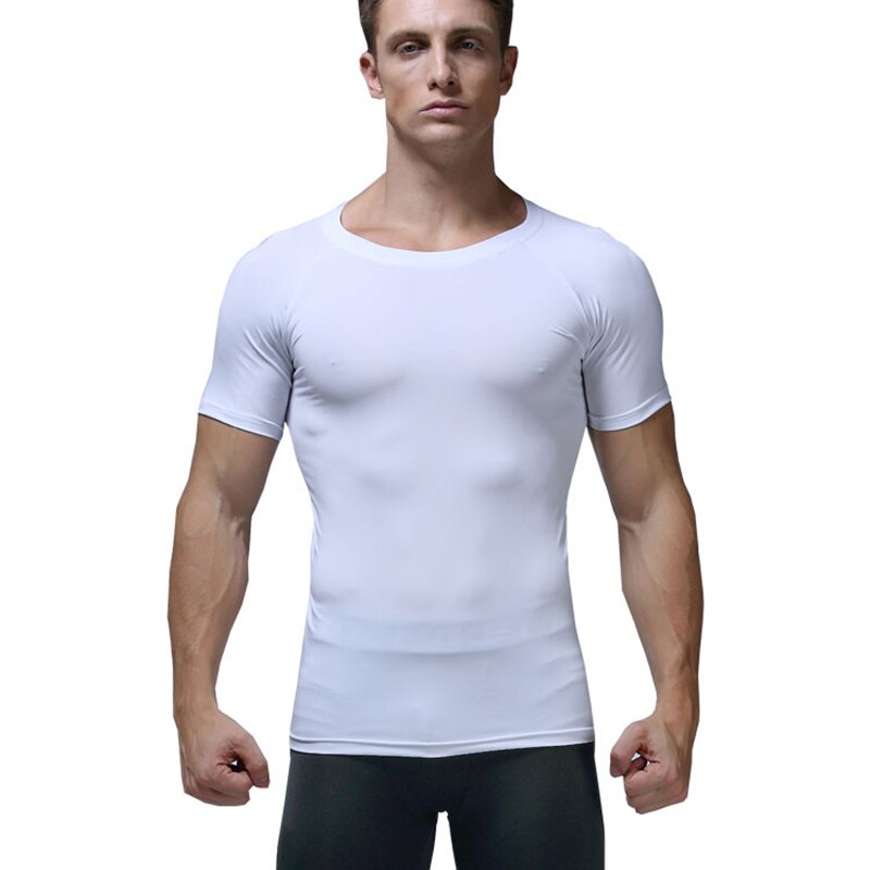 Fitnesströjor för män snabbtorkande tunn t-shirt med kort ärm och andas för basketlöpning: Xl / Vit