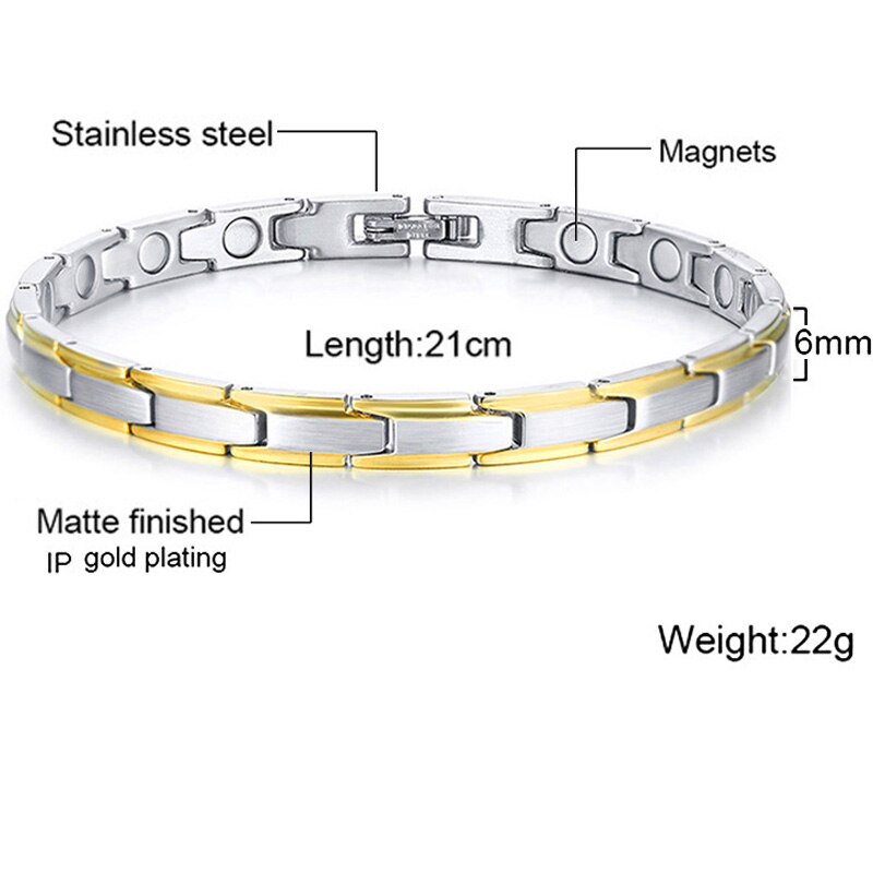 Mannen Vrouwen Rvs Gezondheid Magnetische Armbanden Power Therapie Armbanden voor Artritis Polsband Verstelbare: 15