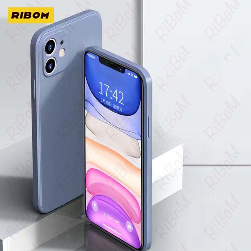 Luxury Original Square Liquid Silicone Case For IPhone 12 11 Pro Max Mini X XR XS Max 7 8 6s Plus SE 2020 Shockproof Soft Cover