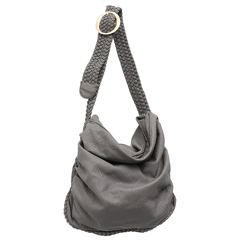 CEZIRA groß Weiche lässig Frauen Taschen Mädchen Waschen PU Leder Schule Handtasche Damen Einstellbar Gewebt Schnalle Gürtel Bote & Schulter tasche: grau